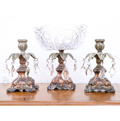 Garniture Centro + Candelabros Caire - Antig. La Rueda - L R