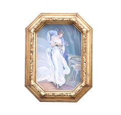 cuadro vintage pintura dorado tallado