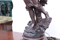 Imagen de velador figura bronce lampara europea