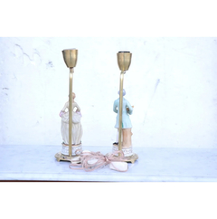 Velador X2 Porcelana Bronce Figura - Antig La Rueda _ L R en internet