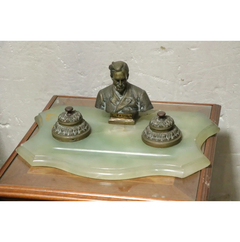 Tintero Figura Marmol Bronce - Antig La Rueda _ L R - comprar online