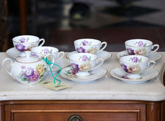 6 tazas café porcelana azucarera