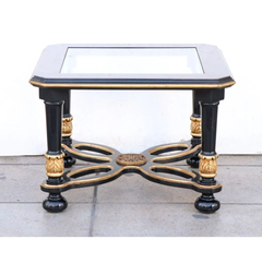 1 Mesa Ratona Negra Vidrio Dorado - Antig La Rueda - L R