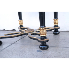 1 Mesa Ratona Negra Vidrio Dorado - Antig La Rueda - L R - comprar online