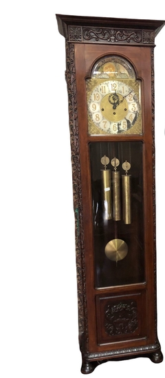 reloj de pie c/3 pesas y esfera lunar-Antig La Rueda _ L R