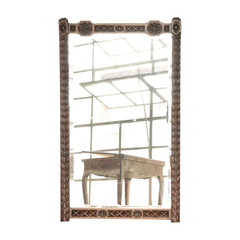 Espejo Marco Tallado Flor Madera Pared Bisel Eur Antig _ L R
