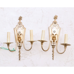 Aplique X 2 Dorado Luz Pared - Antig La Rueda _ L R