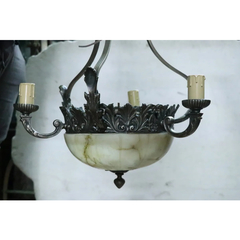 Araña Bronce Alabastro Plafon 5 Luces - comprar online