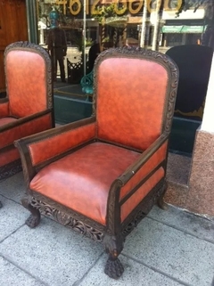 Antiguo Par De Sillones Tallados Living - La Rueda