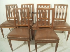 Antiguo Conjunto 6 Sillas Tapizadas En Cuero !!!
