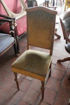 Antiguo Conjunto 6 Sillas De Comedor Tapizado Pana Color Oro en internet