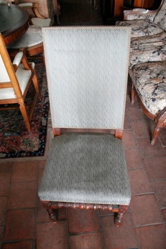 Antiguo Conjunto 6 Sillas Tapizado Azul Impecable - La Rueda
