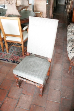 Antiguo Conjunto 6 Sillas Tapizado Azul Impecable