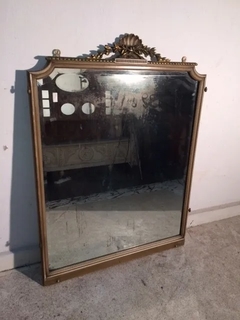 Antiguo Espejo Francés Marco Patinado Biselado - La Rueda