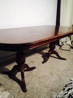 Antigua Mesa De Comedor Doble Bocha Con Tabla De Alargue en internet