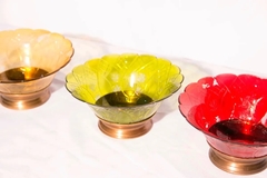 3 Fuentes De Vidrio Con Base De Bronce Unicos Vajilla - comprar online