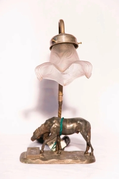 Lampara / Velador De Bronce Con Tulipa De Vidrio en internet