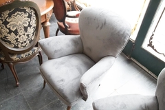 Antiguo Par De Sillones Tapizados En Pana Gris Living - comprar online