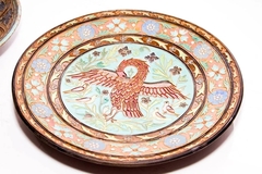 Antiguedad Par De Platos Decorativos De Colgar Ceramica Sana