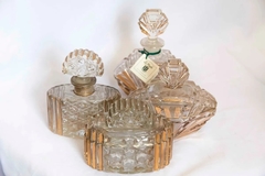 Antiguos Perfumeros! 4 Piezas De Vidrio Antiguedad