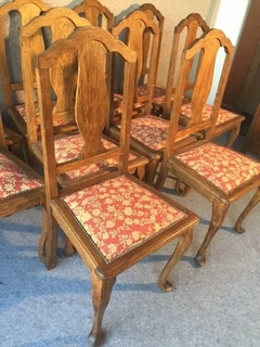 Antiguo Conjunto 10 Sillas Chippendale Madera De Roble en internet
