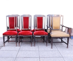 6 Sillas 2 Sillones Pana Roble Conjunto