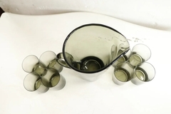 Set Jarra 8 Vasos Cristal Negro Vajilla - La Rueda