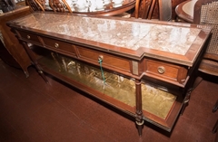 Antigua Consola Madera Mármol Cajones