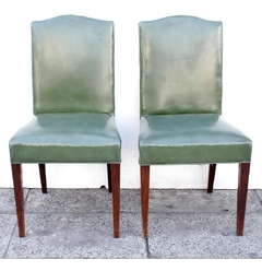 Antiguas 2 Sillas Tapizadas Verdes Conjunto