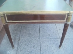 Antiguo Escritorio Ingles Con Tapa Verde Y Bronceria - La Rueda
