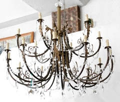 Antigua Araña 18 Luces Cairel Bronce