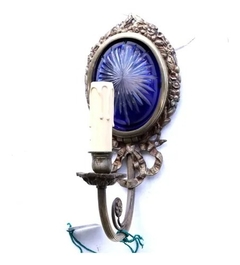 Aplique Bronce Vidrio Azul