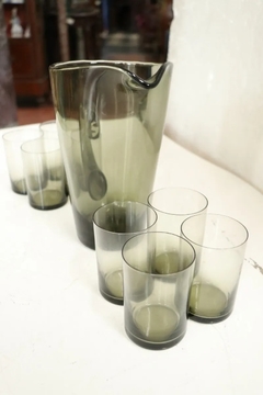 Set Jarra 8 Vasos Cristal Negro Vajilla - comprar online