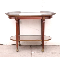 Carrobar Ruedas Desayunador Madera Marqueterie Broncería