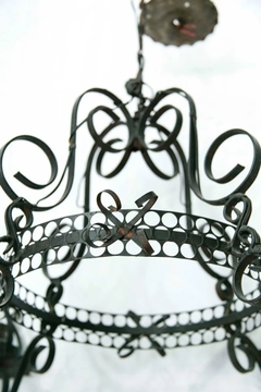Antigua Araña De Hierro Negra, 4 Luces. Estilo Español. !! - comprar online