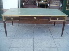Antiguo Escritorio Ingles Con Tapa Verde Y Bronceria