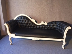 Sofa Chaise Longue Francés Tapizado Eco Cuero Negro Living - La Rueda