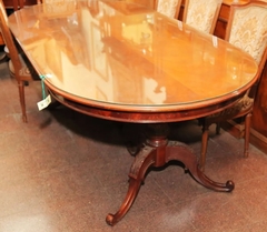 Mesa Comedor Madera Vidrio Ovalada