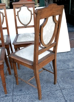 Antiguas 10 Sillas Madera Tapizadas B - La Rueda