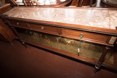 Antigua Consola Madera Mármol Cajones - La Rueda