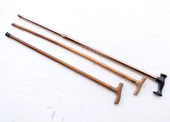 Antigüedad 3 Bastones Madera Metal
