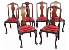 Antiguo Juego 6 Sillas Madera Chippen