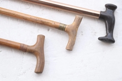 Antigüedad 3 Bastones Madera Metal - comprar online