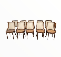 Set de 10 Sillas / Butacas con Broncería-Antig La Rueda _ L R