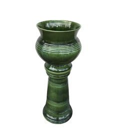 Macetero de cerámica con pedestal -Antig La Rueda _ L R