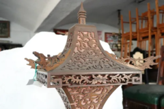 Lampara Pie Oriental Madera Tallada - comprar online