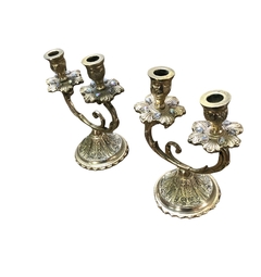 Par de Candelabros de bronce con Cristal-Antig La Rueda _ L R