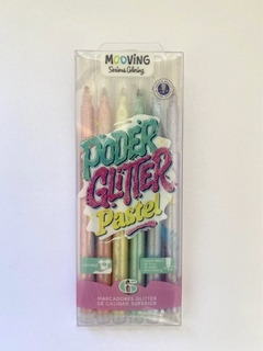 Marcadores glitter pastel x6, Mooving.