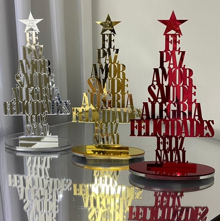 Árvore de Natal Personalizada em Acrílico Espelhado