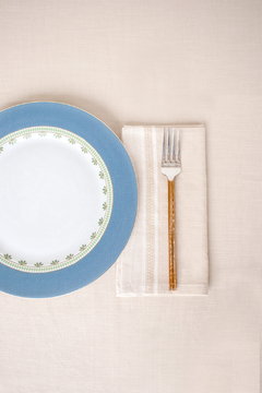 MANTEL LISO BEIGE Y CRUDO - tienda online
